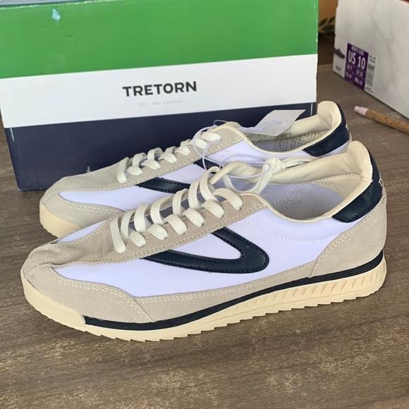NIB Womens Tretorn Rawlins Casual Athletic Sneaker Leather White Navy - Picture 1 of 5